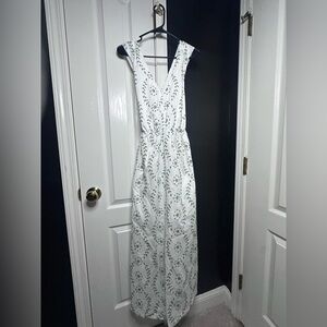 a new day White Maxi Dress with Green Leaf Print
